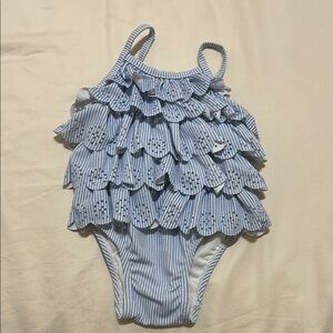 GAP Kids Blue Striped One Piece Swimsuit 6-12 M